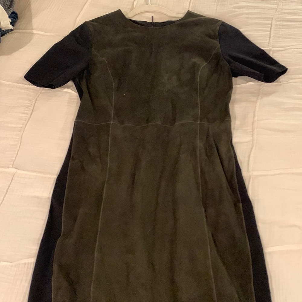 Elie Tahari olive suede midi dress